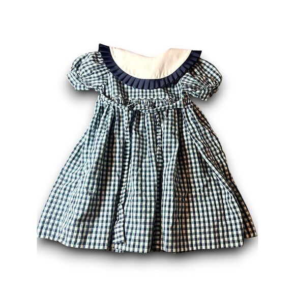 Monday's Child Vintage Plaid Dress Sz 4 With Ruffle Bib Collar Classic Tie Waist - Picture 1 of 7